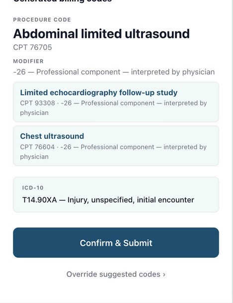 ePOCUS workflow step 4: Coded record