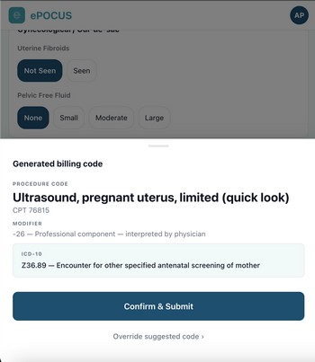 ePOCUS workflow step 5: Billing